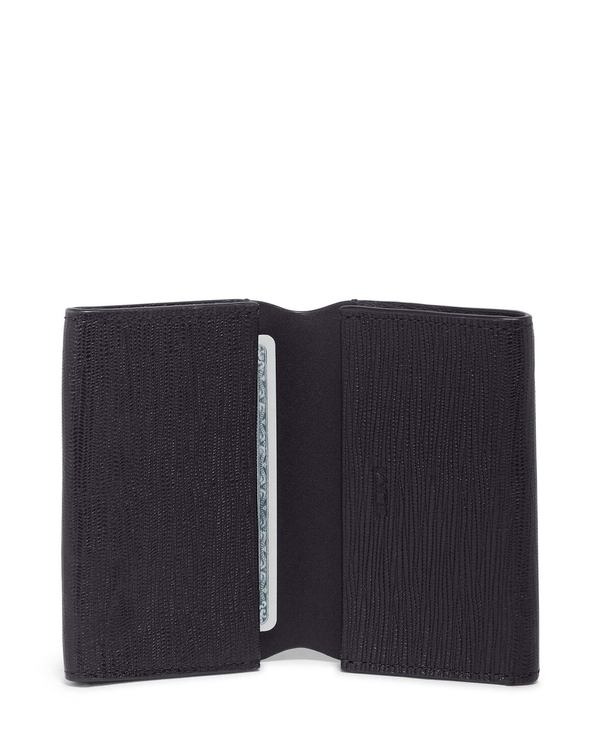 Tumi Nassau DOUBLE GUSSETED CARD CASE  Black Embossed