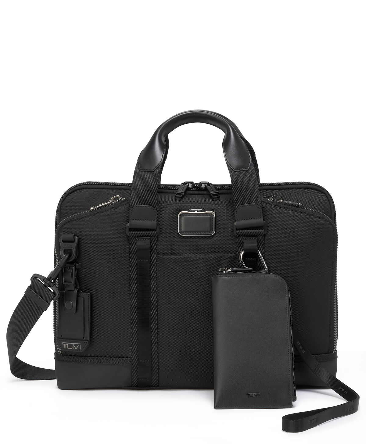 Tumi Nassau CARD POUCH LANYARD  Black Textured
